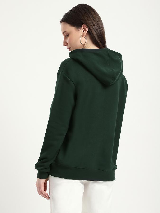 Women Cotton Blend Relaxed Fit Hooded Typographic Sweatshirt