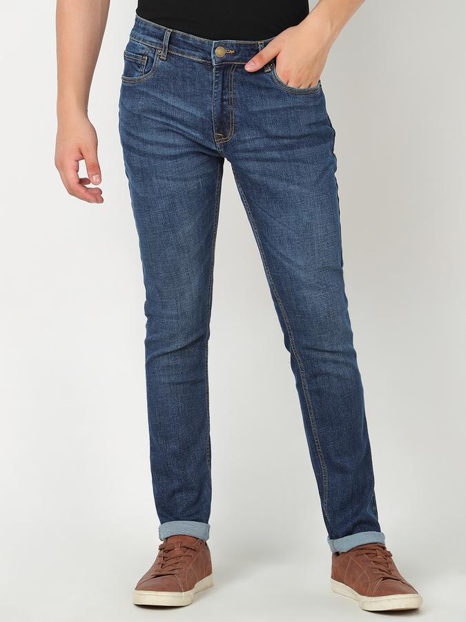 Men Cotton Slim Fit Mid Rise Faded Jeans