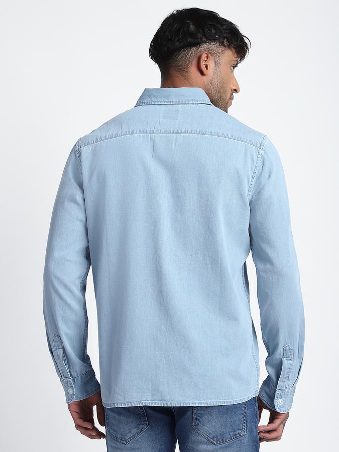 Men Cotton Regular Fit Point Collar Solid Shirt