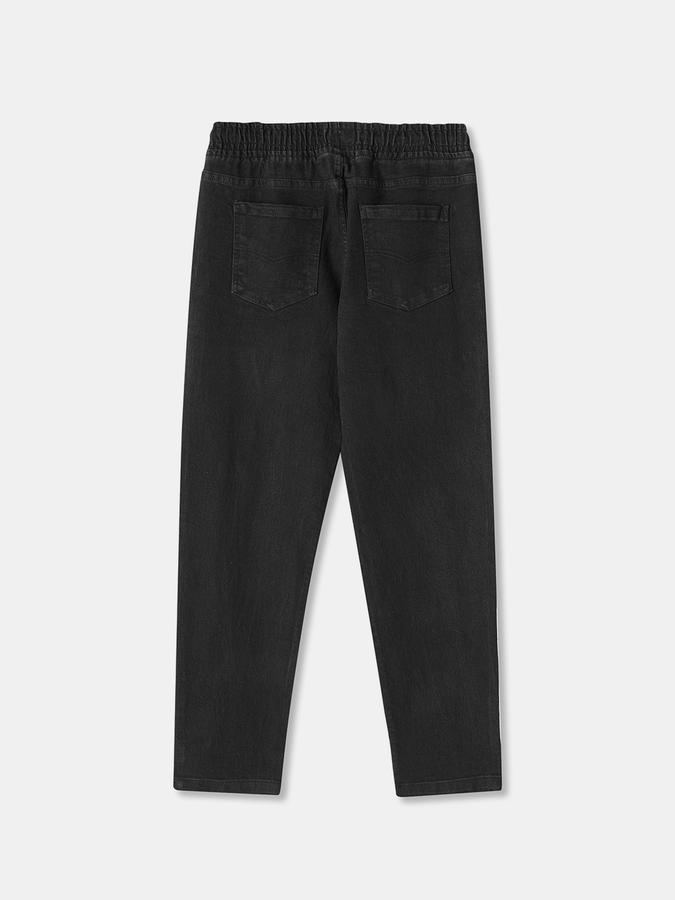 Boys Cotton Blend Regular Fit Drawstring Waist Clean Hem Jeans