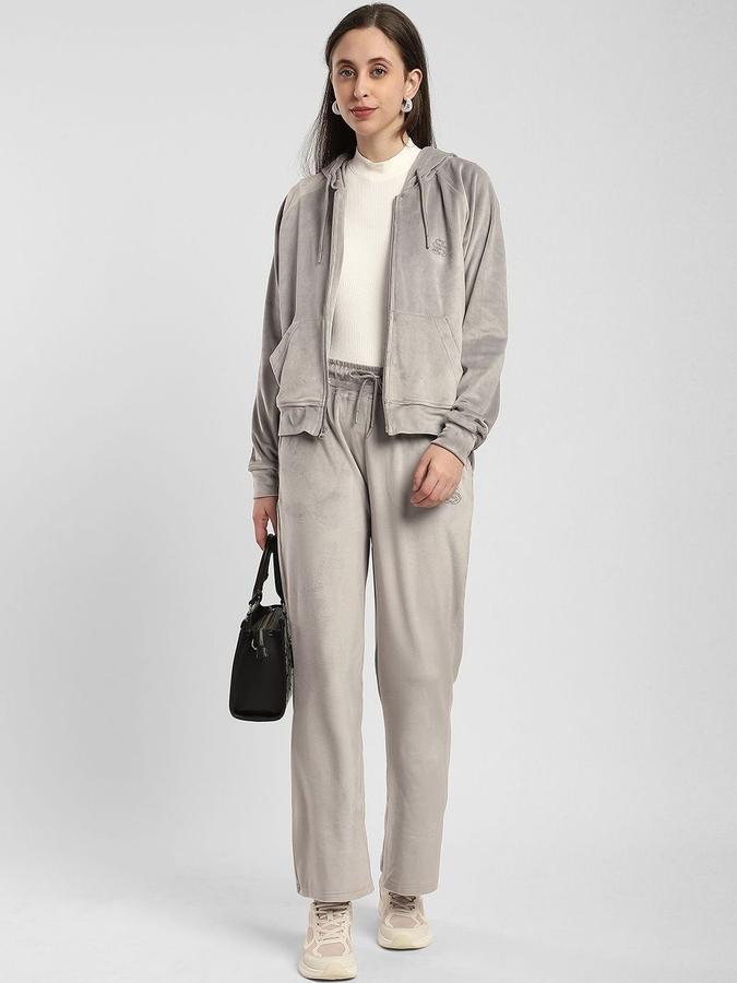 R&B Women Grey Solid Relaxed Fit Trousers