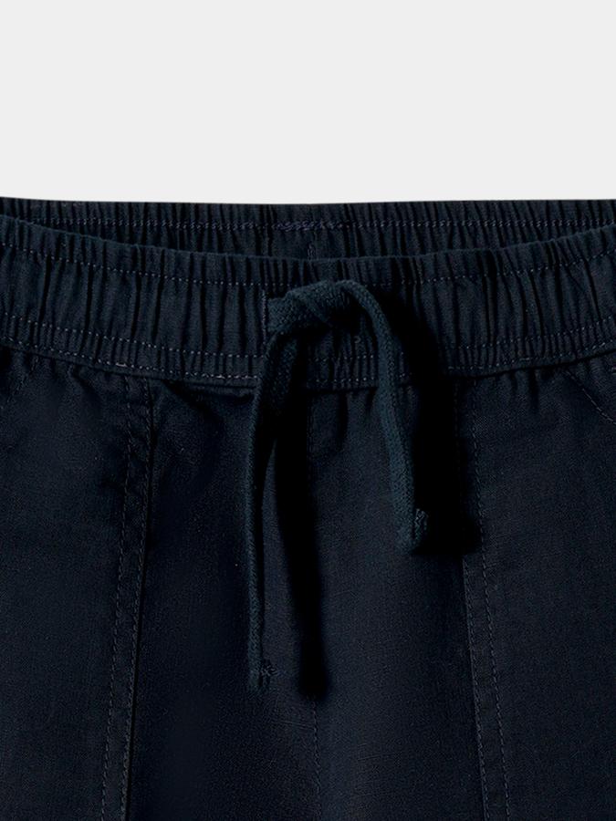Boys Cotton Regular Fit Drawstring Waist Clean Hem Trousers