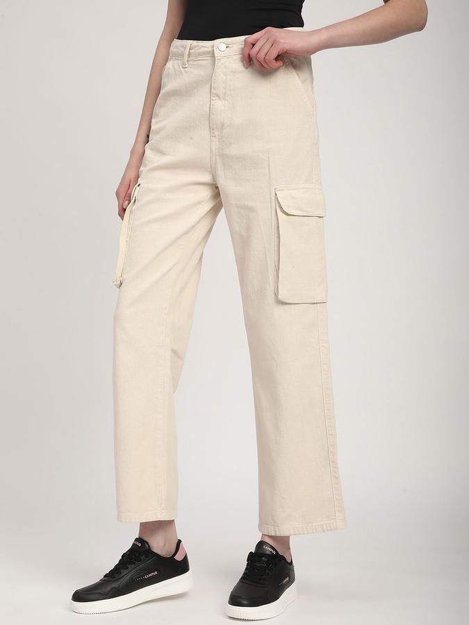 R&B Women Ivory Relaxed Fit Mid-Rise Jeans
