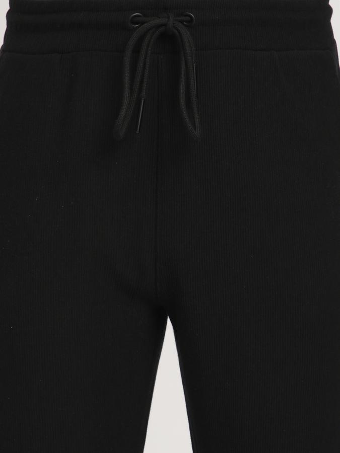 Men Cotton Regular Fit Drawstring Waist Open Hem Trackpants