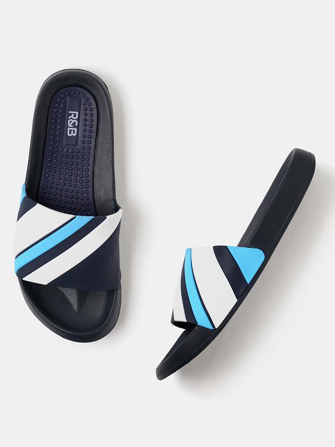 R&B Men Striped Sliders