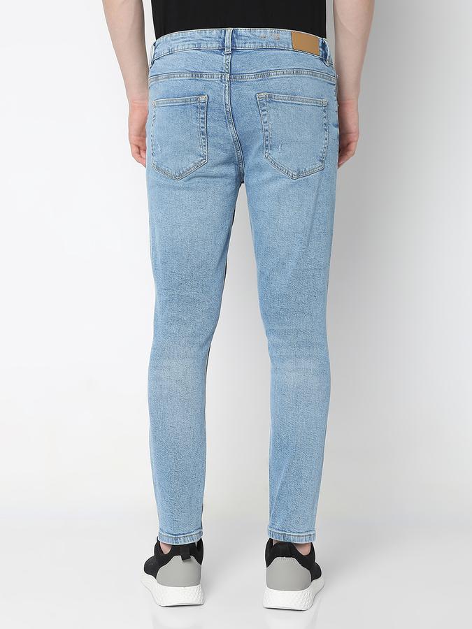 Men Cotton Slim Fit Mid Rise Ripped Jeans