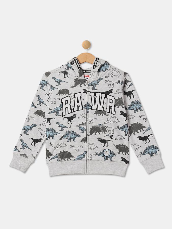 Boys Cotton Hooded Zip Up Graphic Jacket