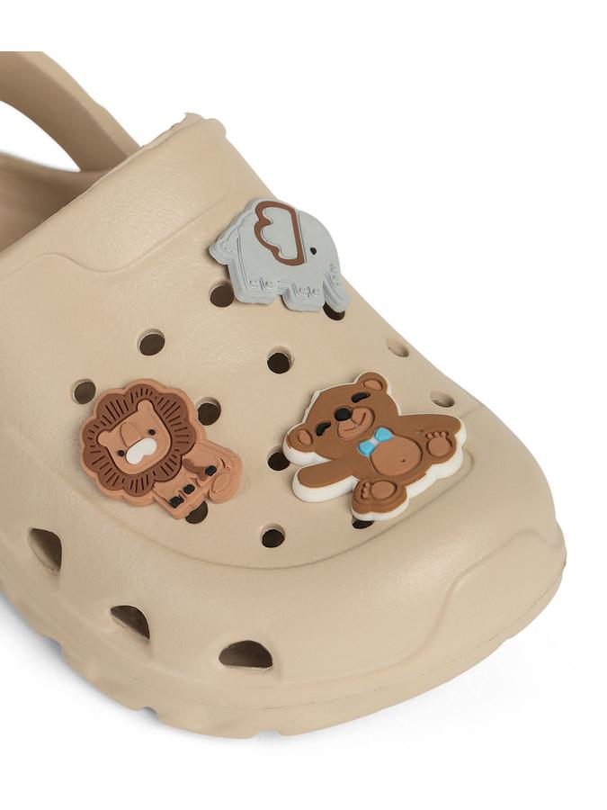 R&B Beige Embellished Slip On Boys Clogs