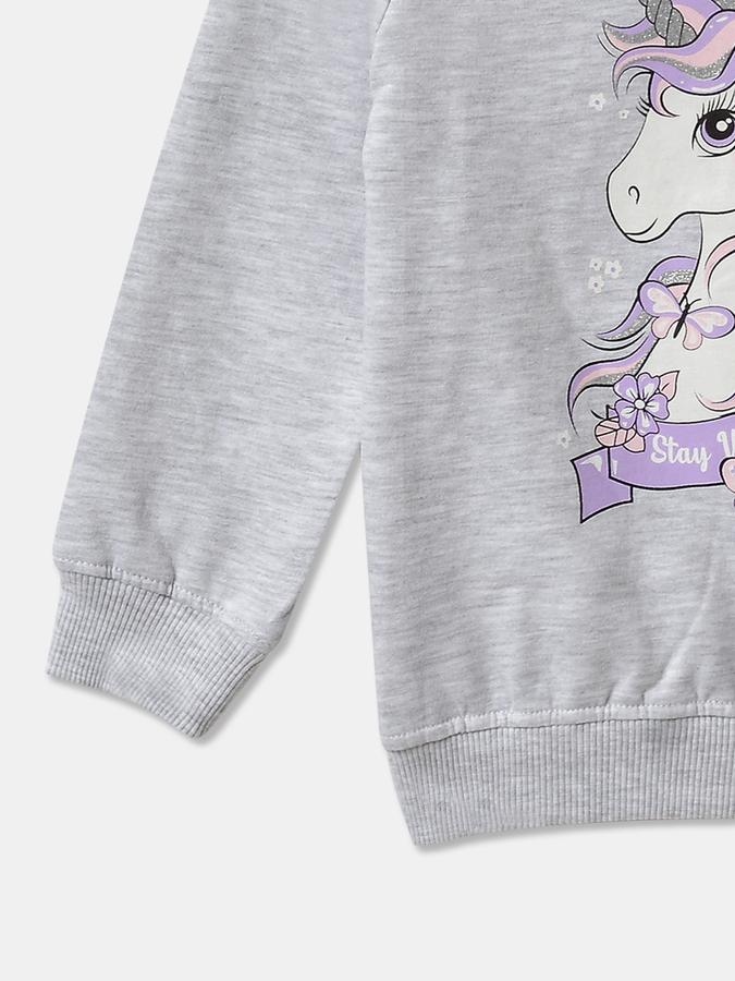 Girls Graphic Regular Fit Full Sleeve Crew Neck SweaT-Shirt