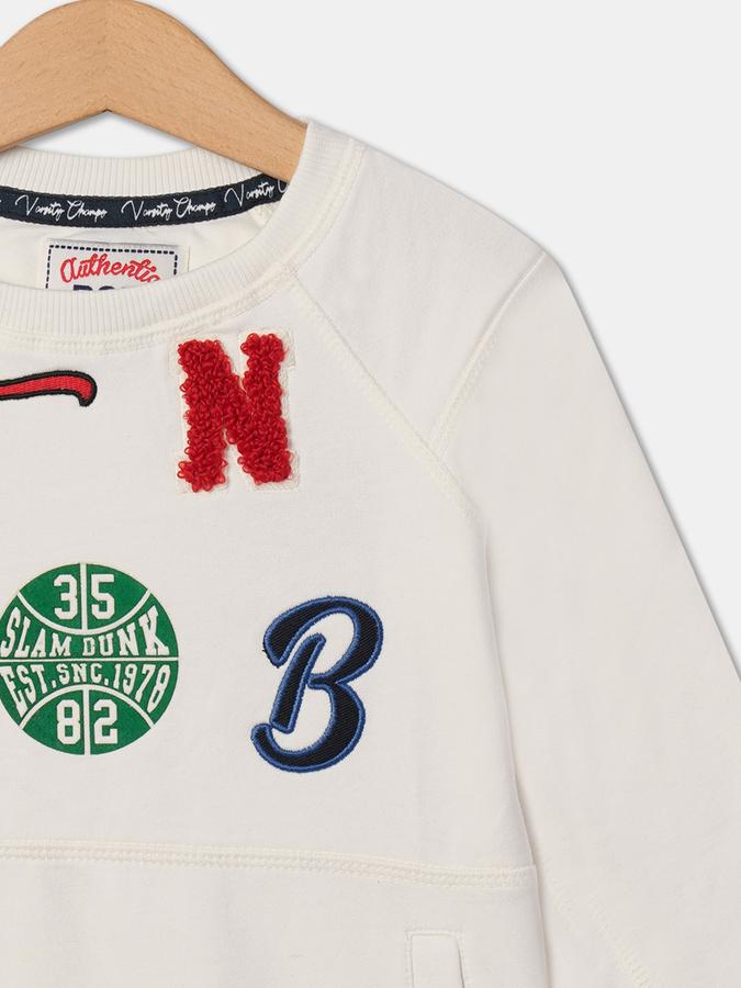 Boys Cotton Regular Fit Crew Neck Graphic Sweatshirt