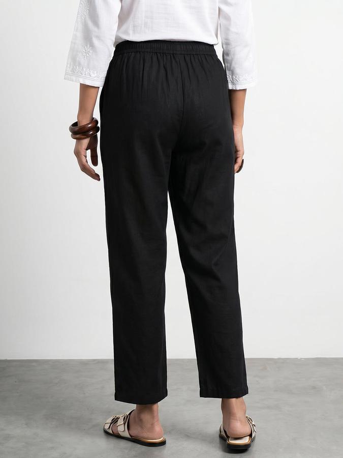 R&B Women Black Solid Regular Fit Ethnic Trouser