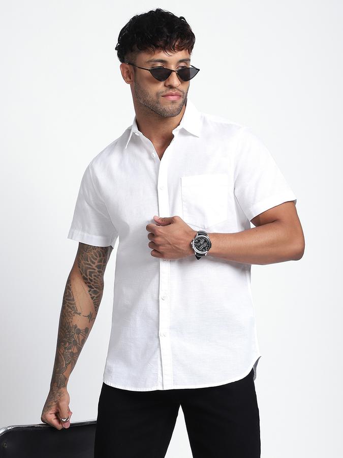 Men Cotton Regular Fit Button-Down Collar Solid Shirt