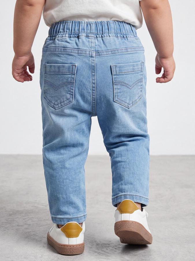 R&B Boys Light Blue Mid-Rise Regular Fit Elasticated Jeans