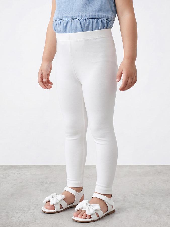 R&B Girls Snow White Solid Elasticated waist Leggings