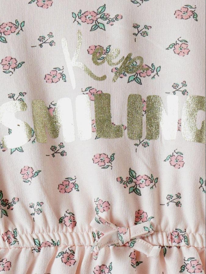 R&B Orange Floral Printed Girls Long Sleeves Dress