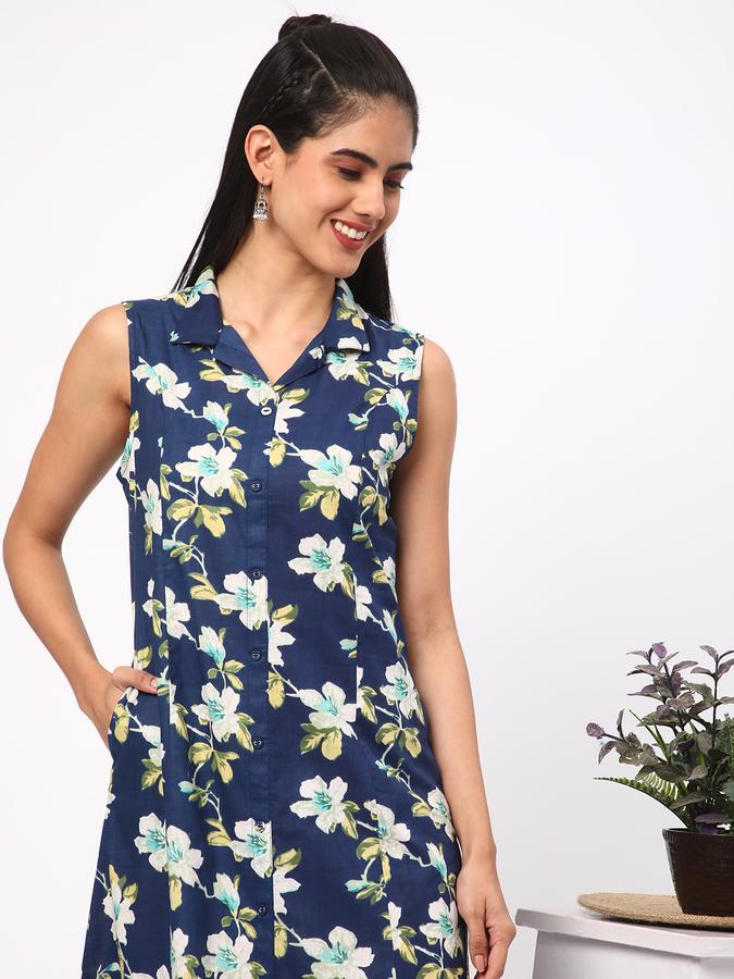 Women Rayon Regular Fit Shirt Collar Printed Kurta