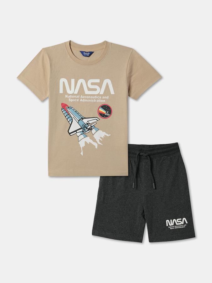 Boys Typographic Print T-Shirt & Shorts Set