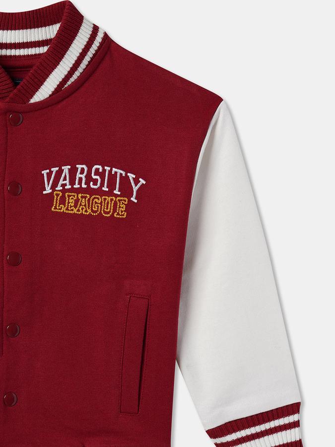 Boys Cotton Bomber Snap Colorblock Jacket