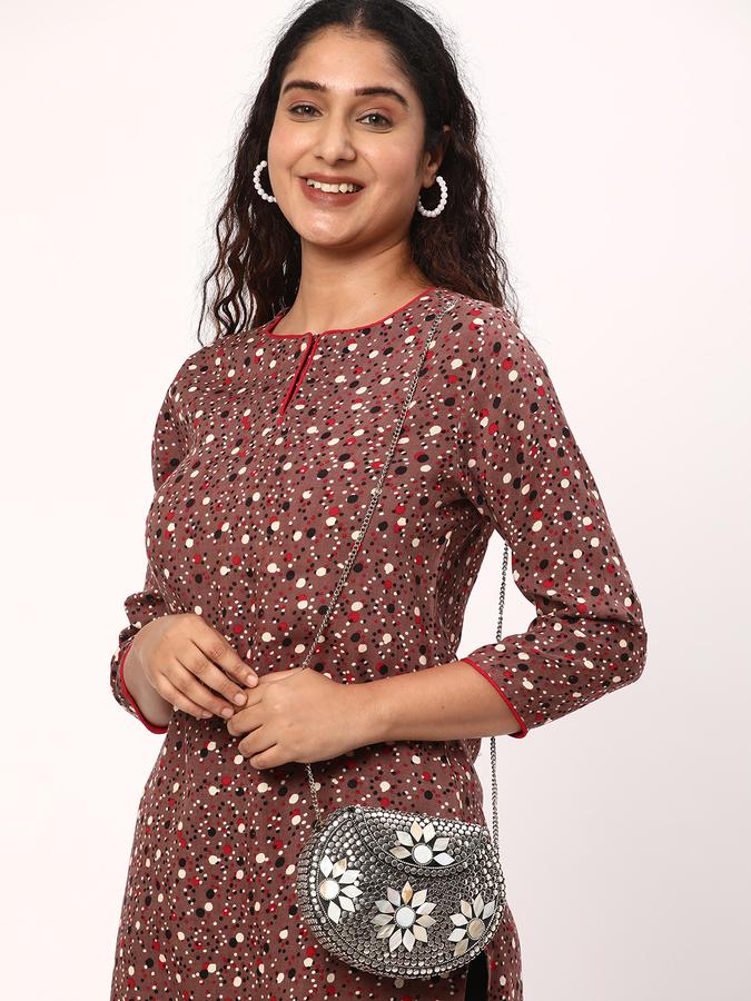 R&B Women's Printed Regular Straight Kurta 3-Q Sleeves image number 0