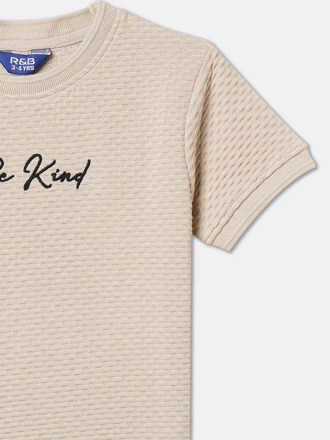 Boys Cotton Poly Regular Fit Crew Neck Embroidered T-shirt