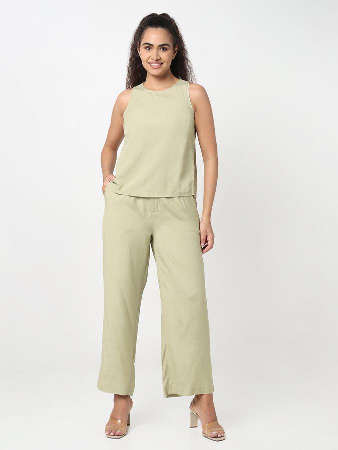 R&B Women Sage Solid Wide-Leg Trousers