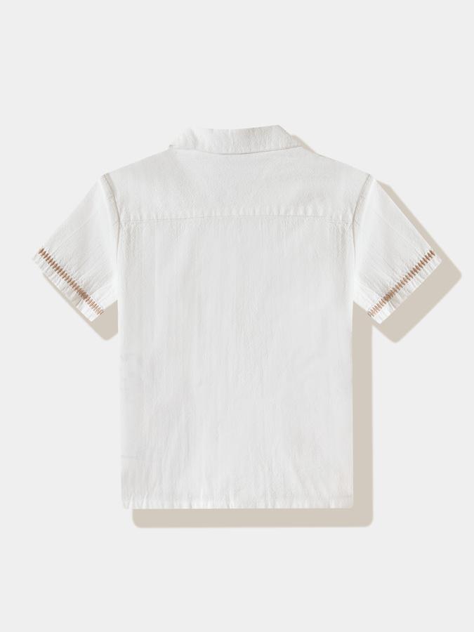 Boys Cotton Regular Fit Short Sleeve Embroidered Shirt