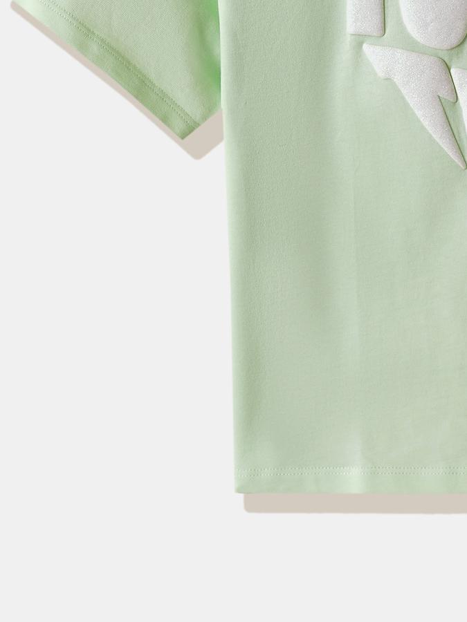 Girls Cotton Regular Fit Crew Neck Graphic T-shirt