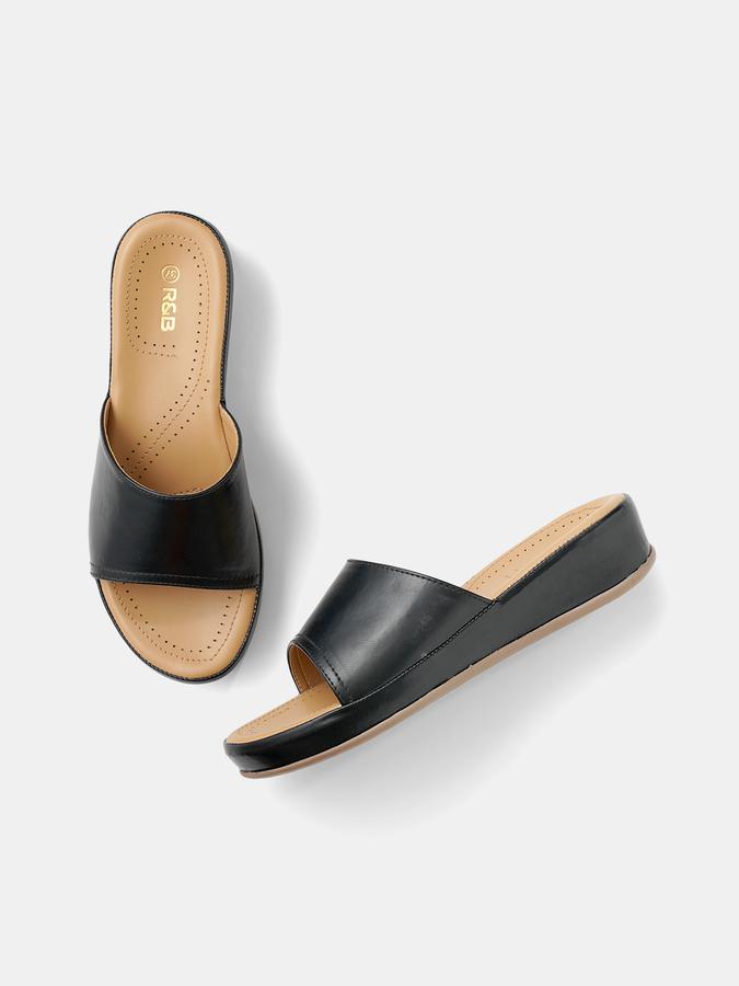 R&B Women Black Flat Sandals
