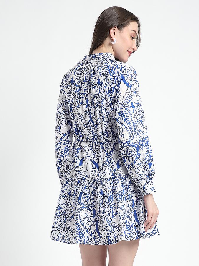 Women Cotton Fit and Flare Mini Floral Dress