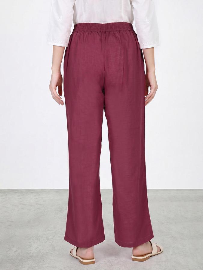 R&B Women Dark Red Pure Cotton Straight Fit Ethnic Palazzo