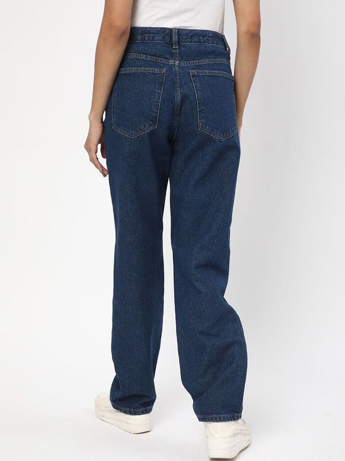 R&B Women Dark Blue Straight Fit Mid-Rise Jeans
