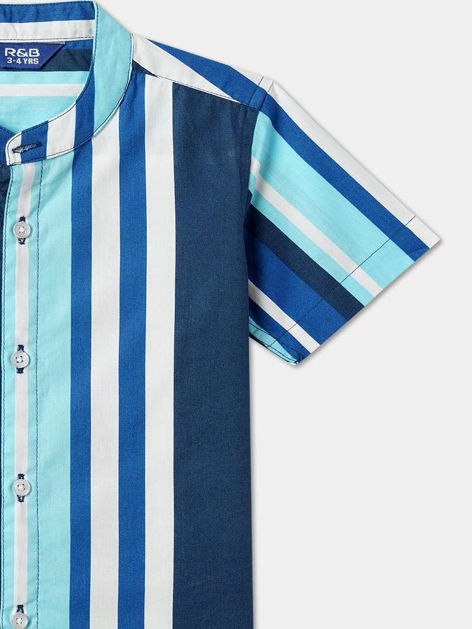 Boys Regular Fit Short Sleeve Mandarin Collar Shirt