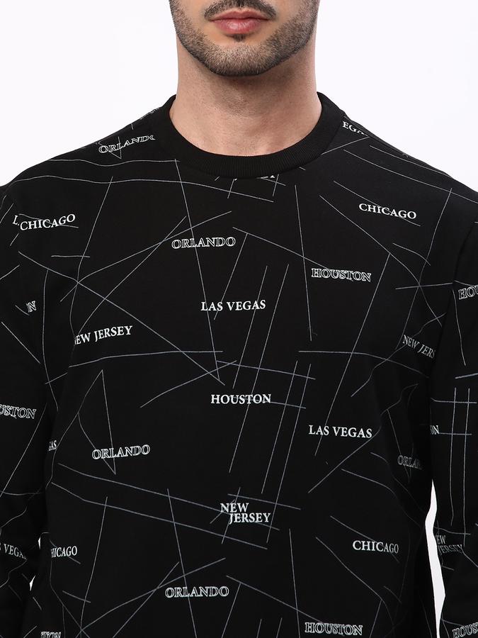 Men Cotton Regular Fit Crew Neck Graphic Sweatshirt