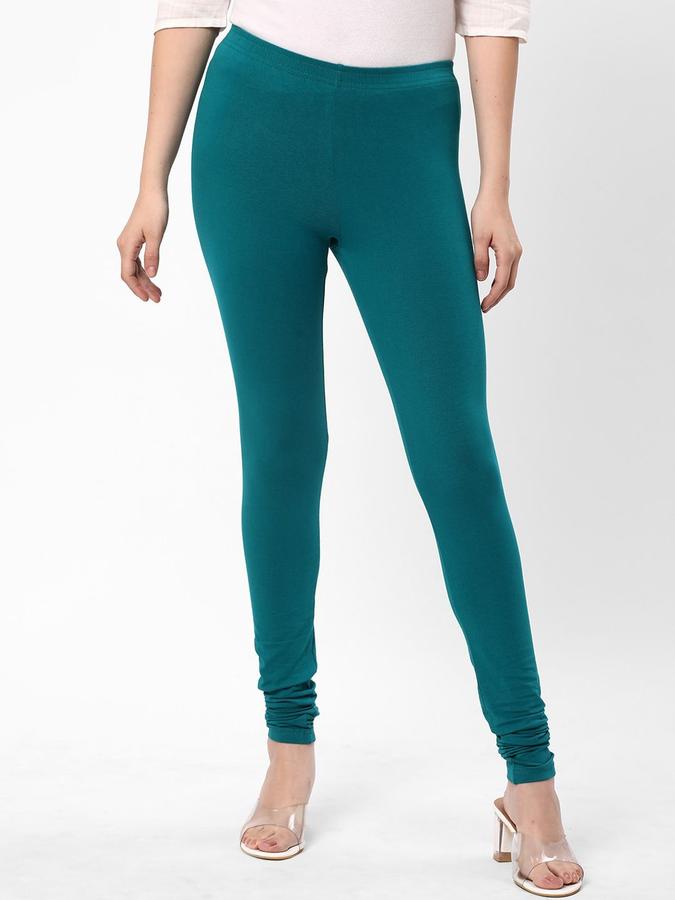 R&B Women Teal Solid Leggings