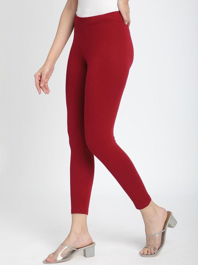 R&B Women Maroon Solid Leggings