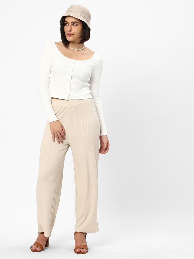 Women Ribbed Straight Track Pants image number 1