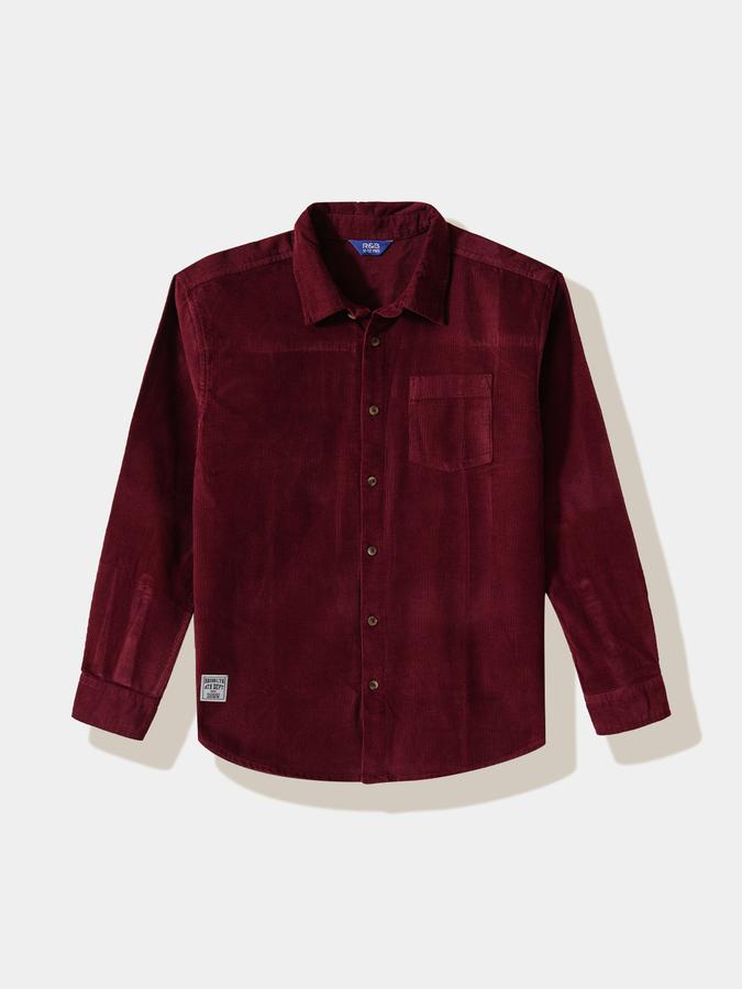 Boys Cotton Regular Fit Long Sleeve Solid Shirt