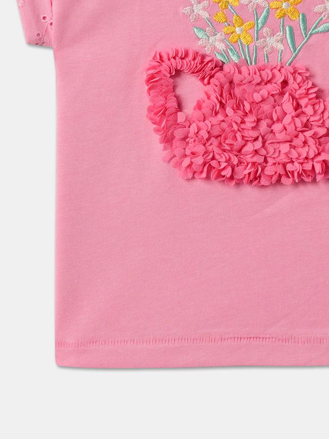 Girls Embroidered Round-Neck Top image number 3