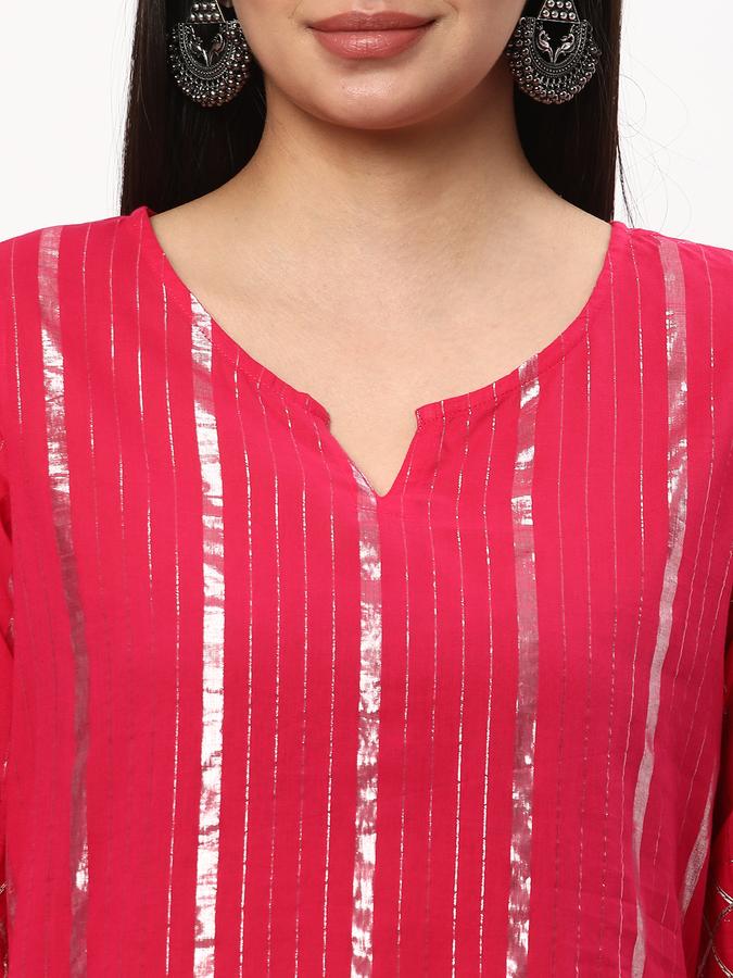 Women Striped Kurta & Trousers Set image number 3