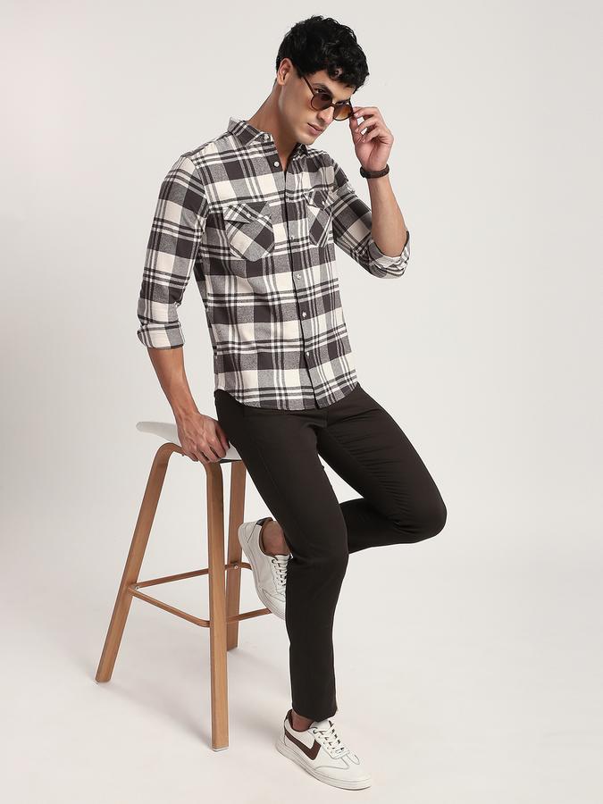 Men Cotton Regular Fit Button-Down Collar Checked Shirt