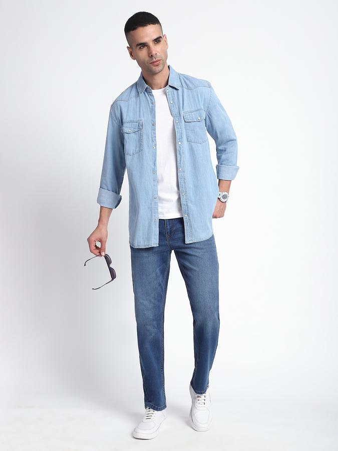 Men Cotton Blend Carrot Fit Flat Front Five Pocket Pants