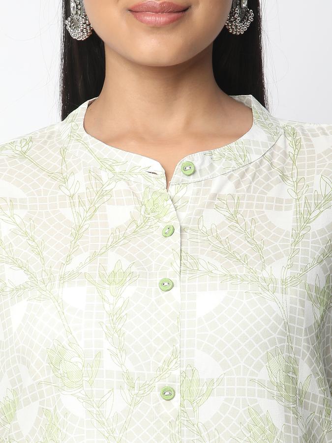 Women Rayon Straight Fit Mandarin Collar Printed Kurta