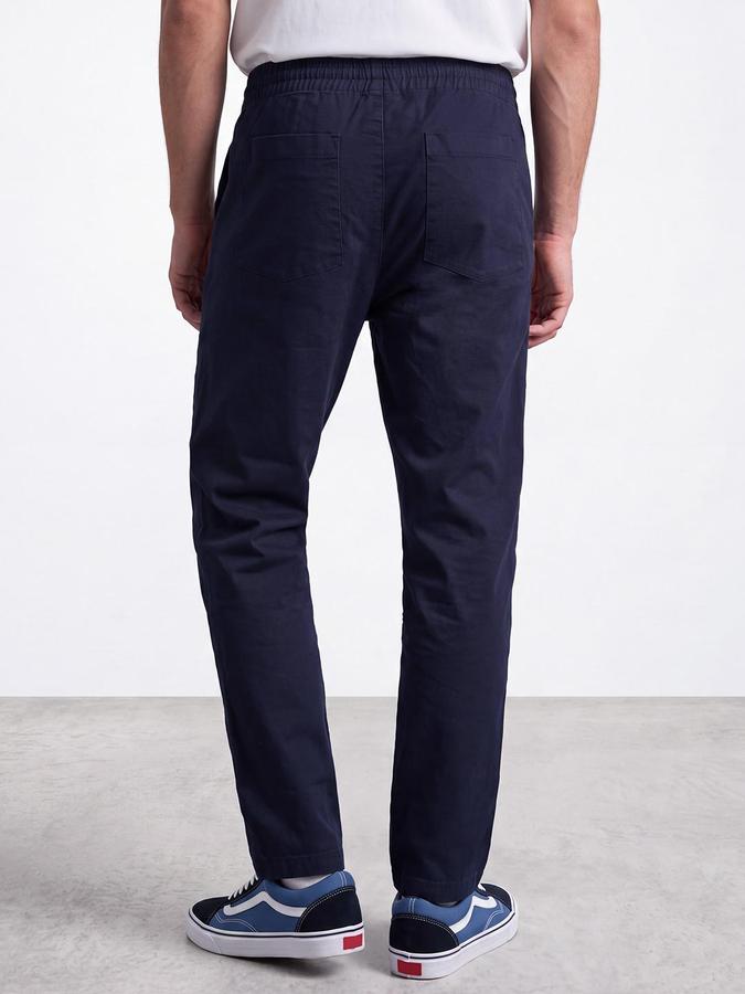 R&B Men Navy Blue Mid Rise Regular Fit Regular Trousers