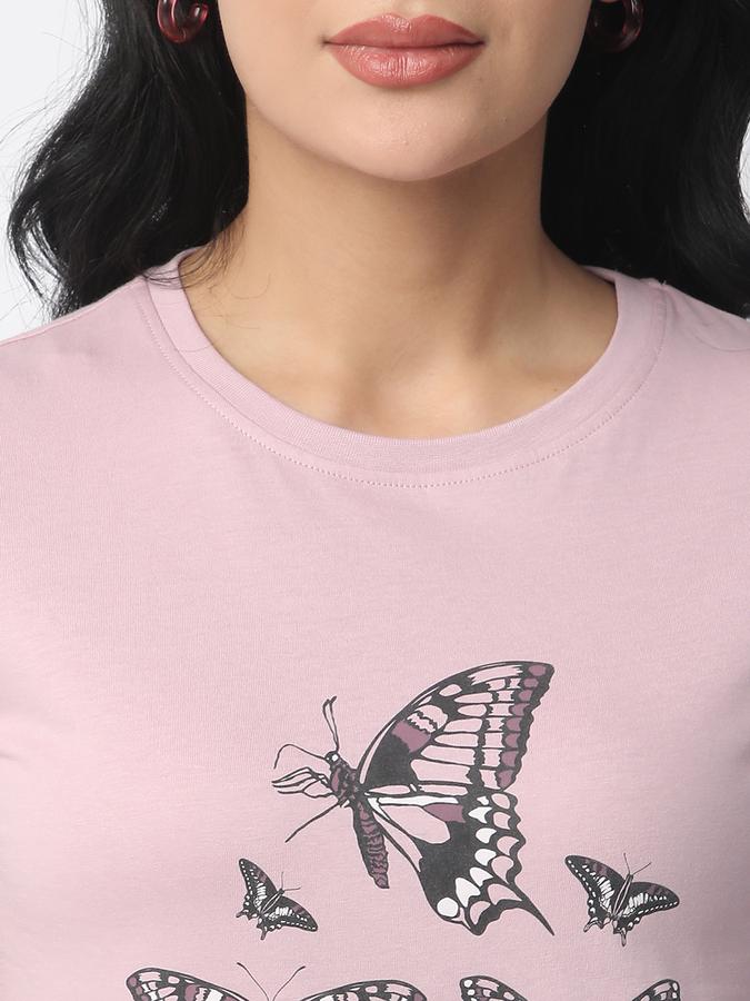 Women Cotton Relaxed Fit Crew Neck Graphic T-shirt