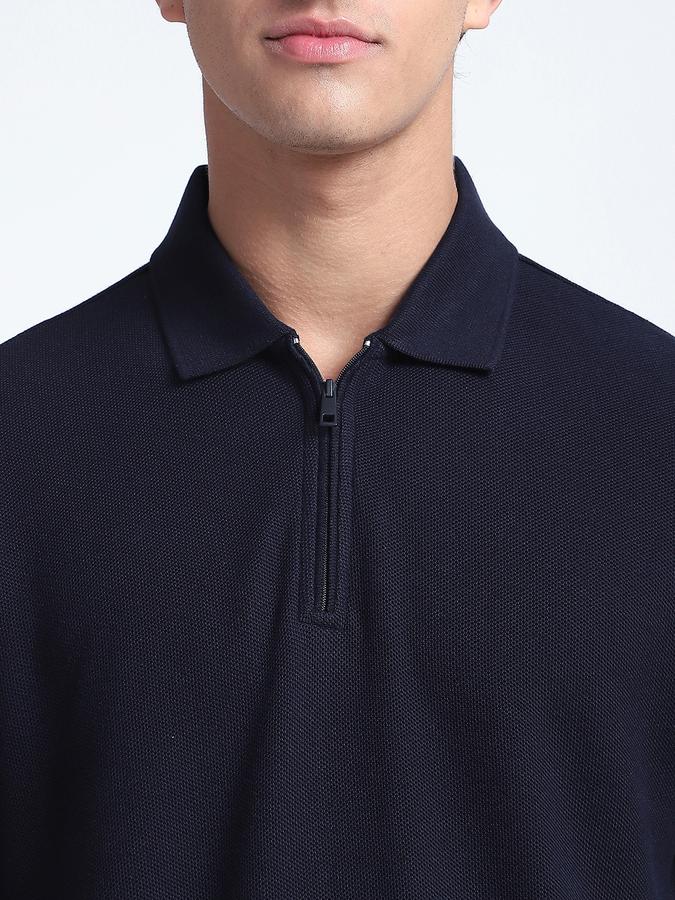 Men Cotton Regular Fit Polo Neck Solid T-shirt