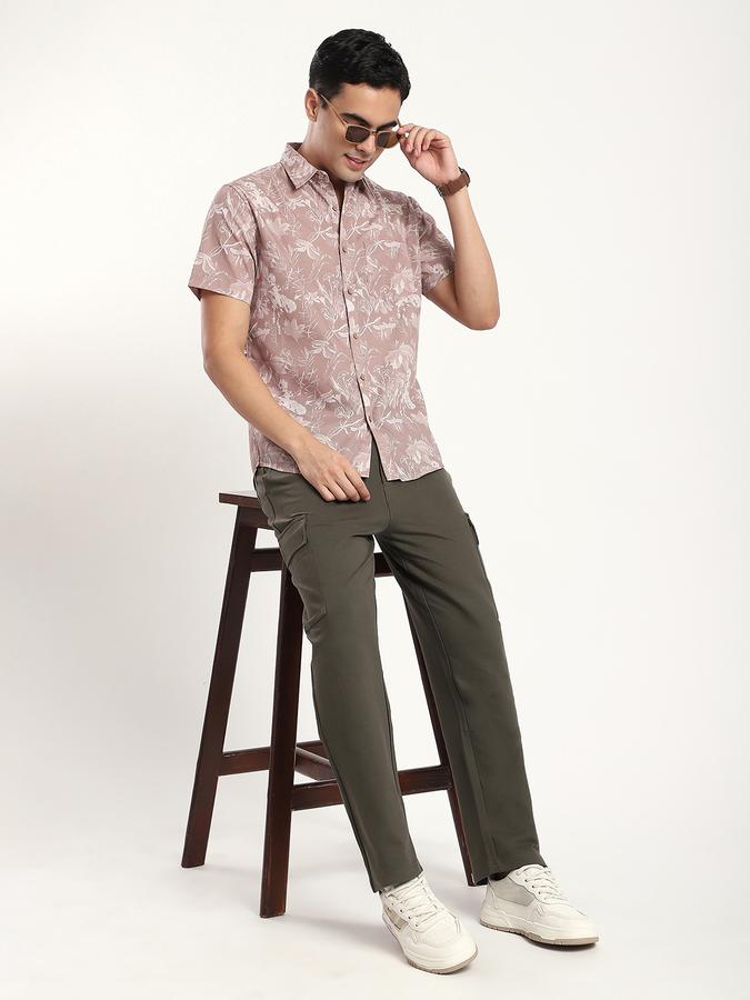 Men Polyester Slim Fit Shirt Collar Graphic Shirt