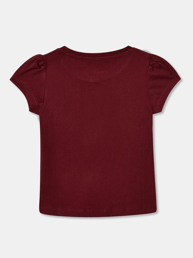 Girls Cotton Regular Fit Crew Neck Graphic T-shirt