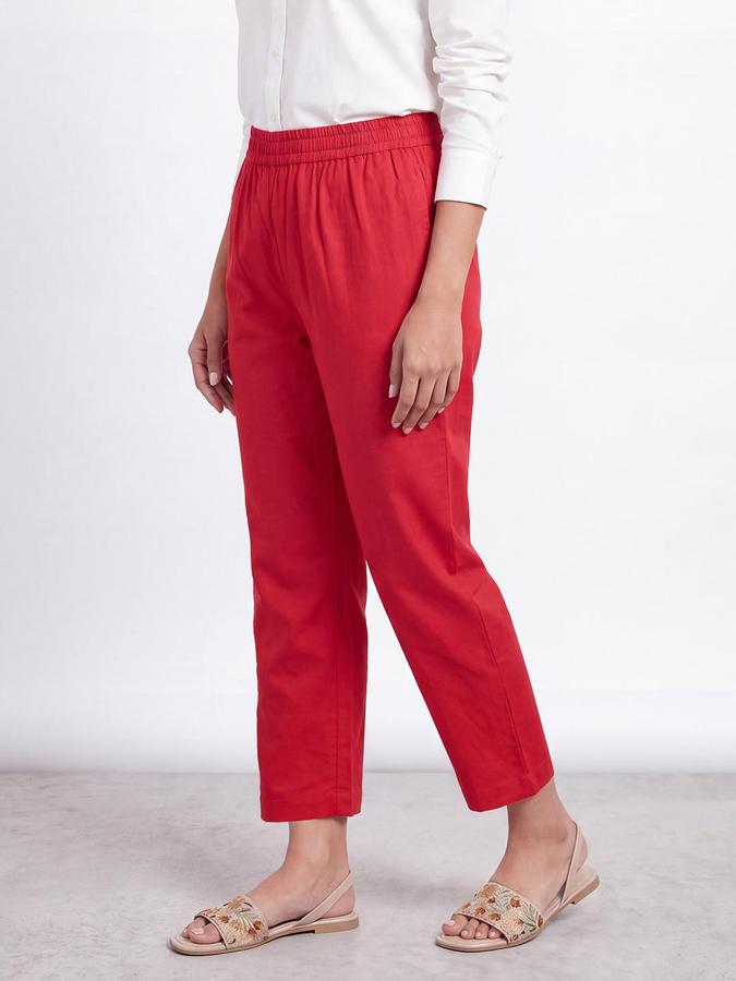 R&B Women Red Solid Ethnic Pant