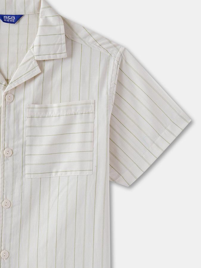 R&B Boys SHORT SLEEVE Solid WOVEN SHIRT image number 2