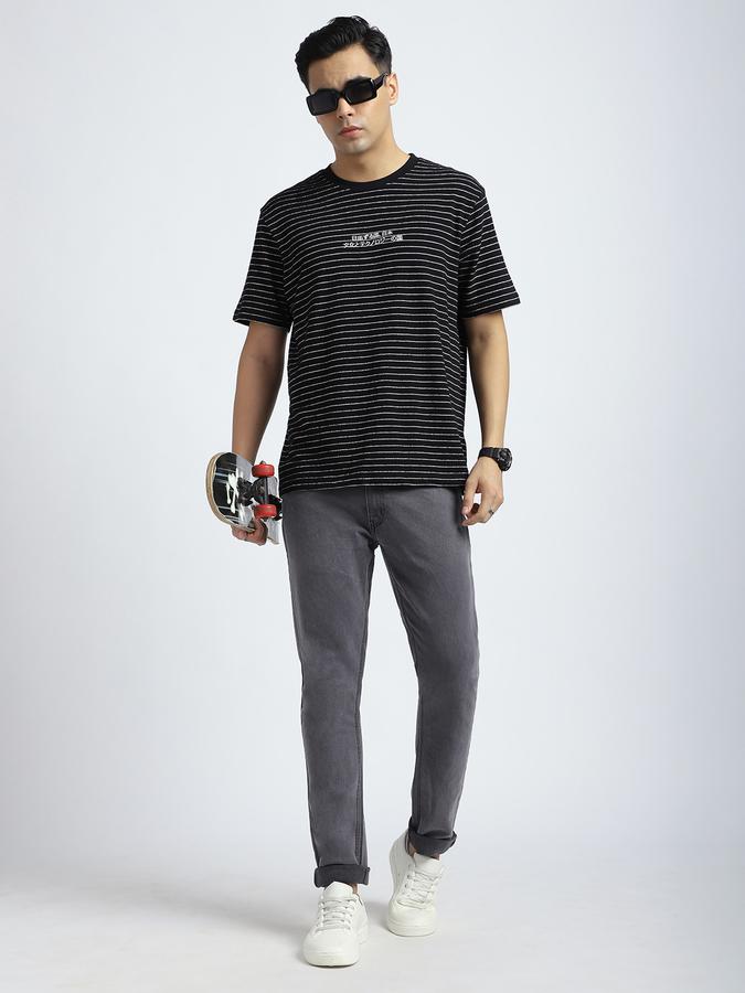Men Cotton Regular Fit Crew Neck Striped T-shirt